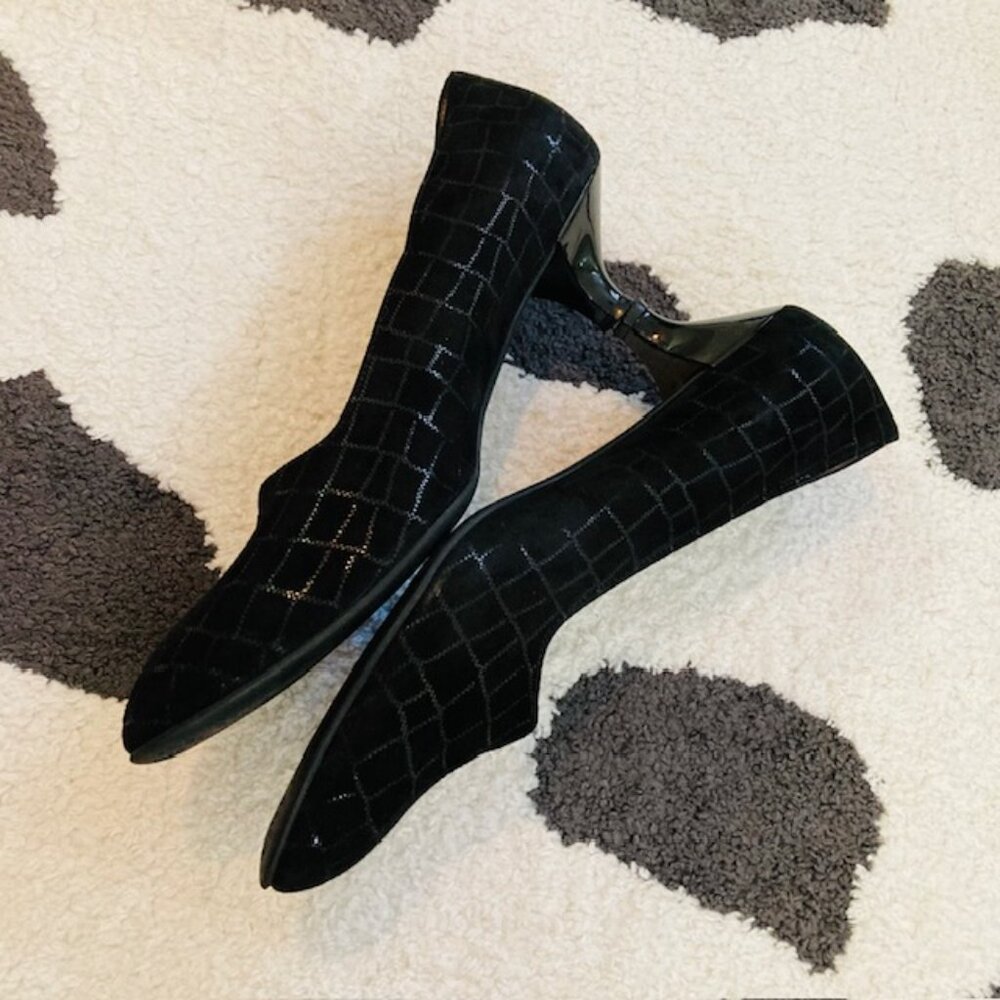 Beautifeel $315 Womens 41 US 10-10.5 Mystique Black Croc Print Kitten Heel Pumps - Picture 5 of 12